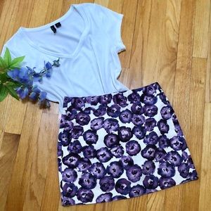 J CREW Purple Flower Stretch Skirt Size 2